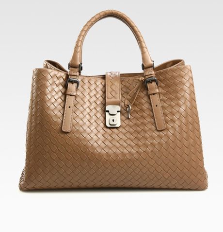 Bottega Veneta Woven Leather Tote in Brown (tan) - Lyst