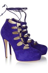 Brian Atwood Adara Laceup Suede Pumps