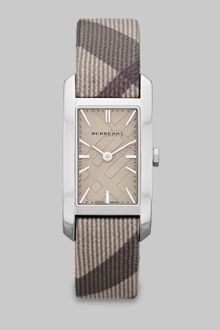Burberry Check Stamped Rectangular Stainless Steel Watch - Lyst