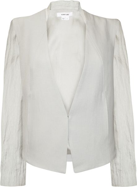 Helmut Lang Contrast Sleeve Tuxedo Blazer in Gray - Lyst