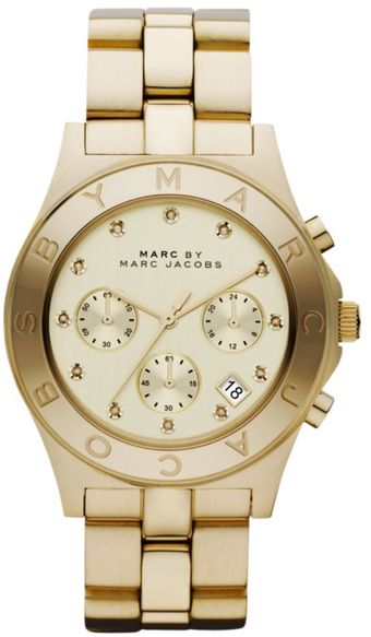 Marc By Marc Jacobs Chronograph Blade Gold Tone Stainless Steel Bracelet - Lyst