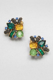 Oscar de la Renta Stone Embellished Cluster Clipon Earrings - Lyst