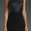 Shakuhachi Leather Chiffon Pleated Maxi Dress in Black - Lyst
