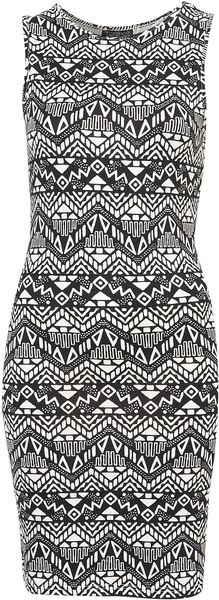 Topshop Sleeveless Aztec Bodycon Dress - Lyst