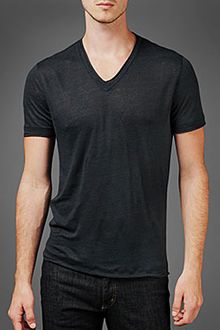 John Varvatos Short Sleeve Linen Vneck - Lyst
