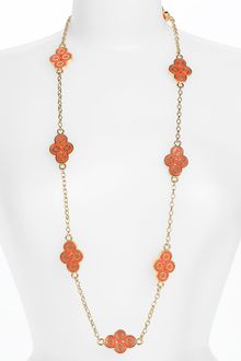 Tory Burch Cole Enamel Clover Necklace - Lyst