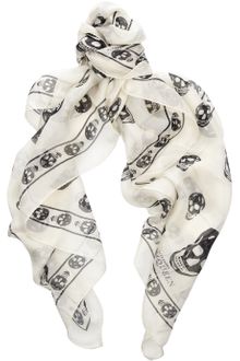 Alexander McQueen Skullprint Silkchiffon Scarf - Lyst