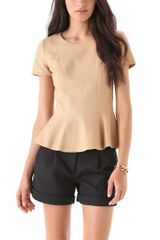 DKNY Leather Peplum Blouse