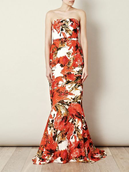 Erdem Rhiannon Strapless Dress in Orange (red) - Lyst