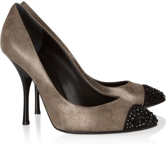 Giuseppe Zanotti Muffa Swarovski Crystal Embellished Metallic Suede Pumps - Lyst