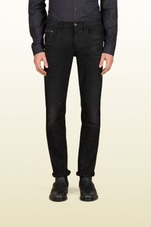 Gucci Horsebit and Web Detail Five Pocket Skinny Leg Jean - Lyst
