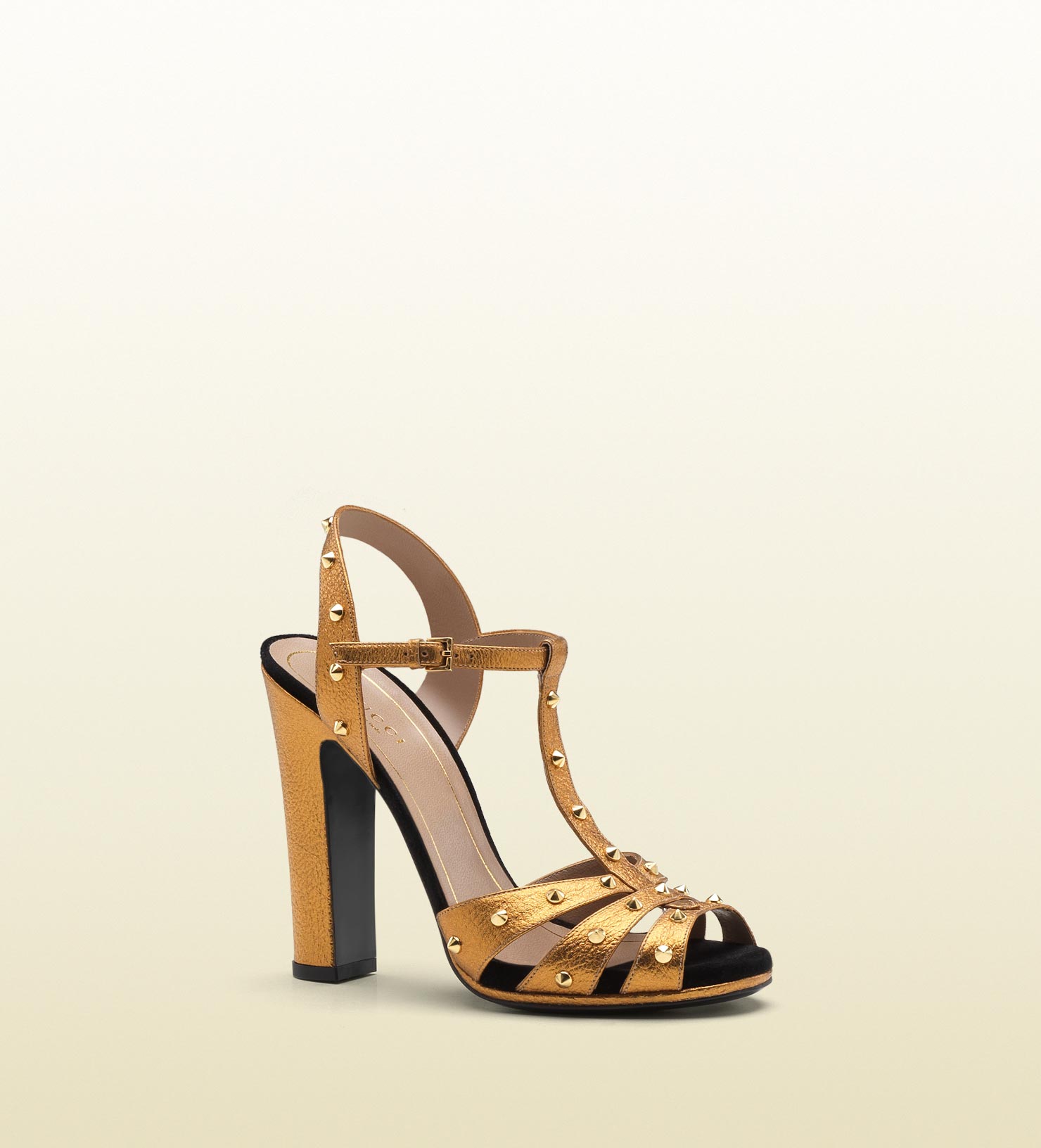 Gucci Jacquelyne Studded Strappy High Heel Platform Sandal in Gold | Lyst