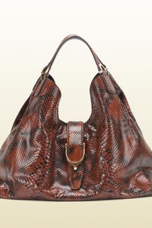 Gucci Soft Stirrup Deep Red Python Shoulder Bag - Lyst