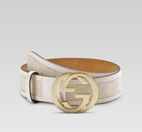 Gucci Belt with Interlocking G Buckle in White for Men | Lyst
