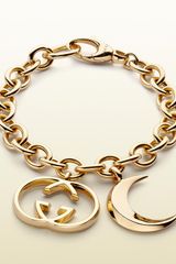 Gucci Bracelet with Half Moon and Interlocking G Motif Charms