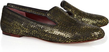 Marc By Marc Jacobs Sequined Leather Loafers in Gold - Lyst