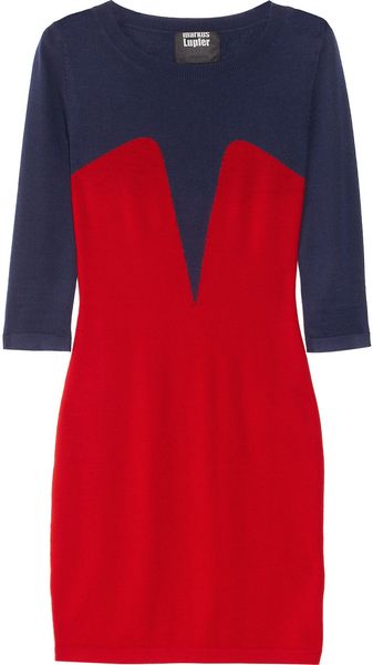 Markus Lupfer Bodice Intarsia Merino Wool Sweater Dress - Lyst