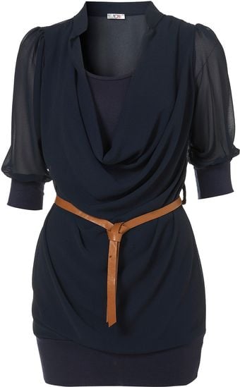 Topshop Belted Sheer Top By Wal G - Lyst