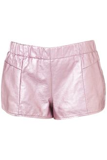 Topshop Metallic Pu Runner Shorts - Lyst