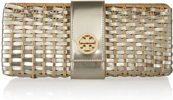 Tory Burch Rattan and Faux Leather Clutch - Lyst