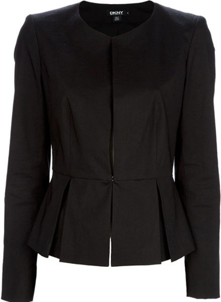 Dkny Long Sleeved Jacket in Black - Lyst
