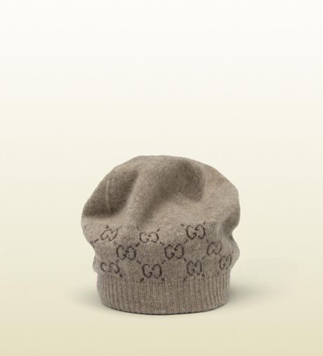 Gucci Gg Pattern Knit Hat in Beige - Lyst