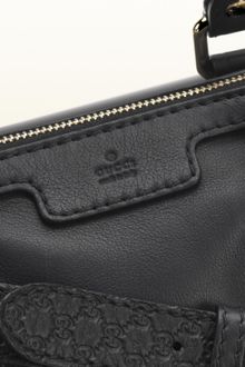 Gucci Vintage Web Black Leather Boston Bag - Lyst