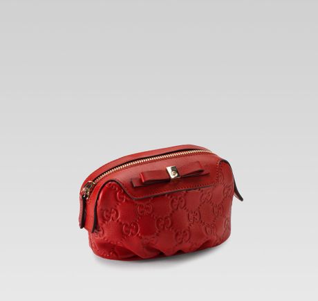 Large Makeup Case on Gucci Small Cosmetic Case With Bow Detail In Red   Lyst