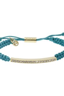 Michael Kors Gold Tone Turquoise Macrame Adjustable Bracelet - Lyst
