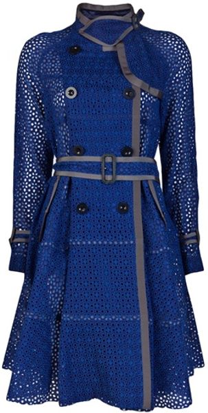 Sacai Eyelet Trench Coat - Lyst