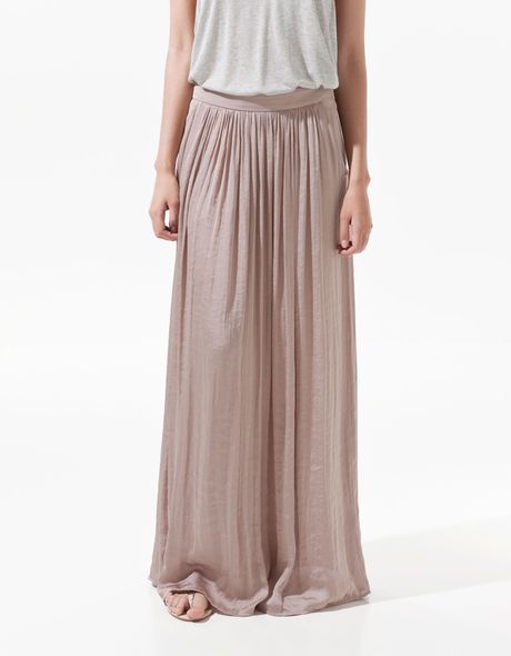 zara long satin skirt