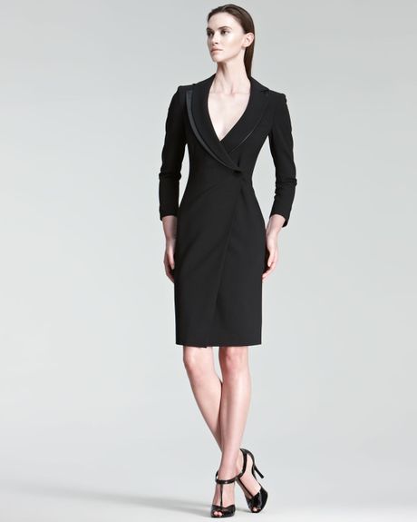 Armani OneButton Coat Dress in Black - Lyst