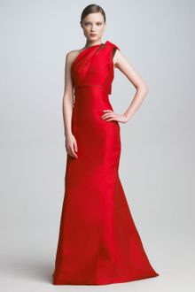 Carolina Herrera Bow Shoulder Satin Gown - Lyst
