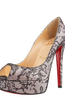 Christian Louboutin Lace Peep-toe Platform Pump - Lyst