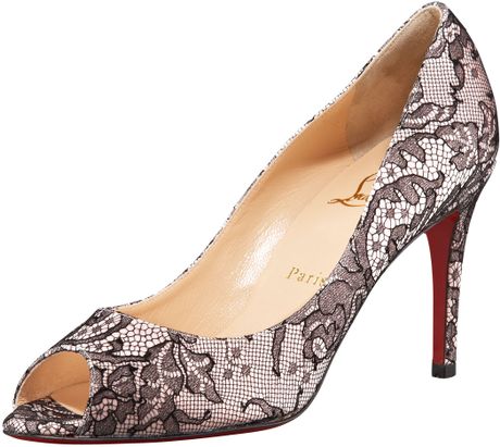 Christian Louboutin Peeptoe Lace Pump in Beige (nude) - Lyst