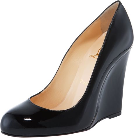 Christian Louboutin Ron Ron Patent Wedge Pump in Black - Lyst