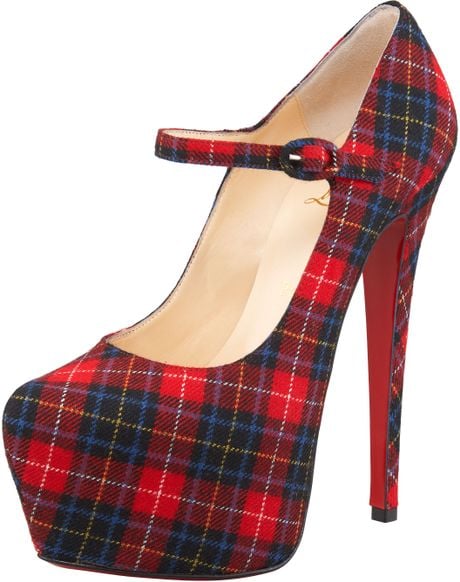 Christian Louboutin Lady Daf Tartan Mary Jane in Red - Lyst