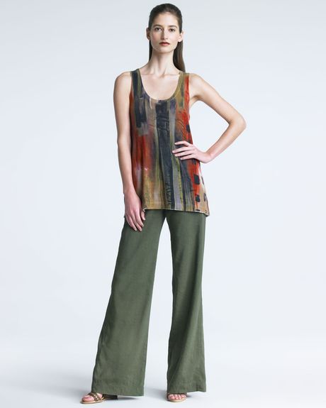 Donna Karan New York Wideleg Pants in Green - Lyst