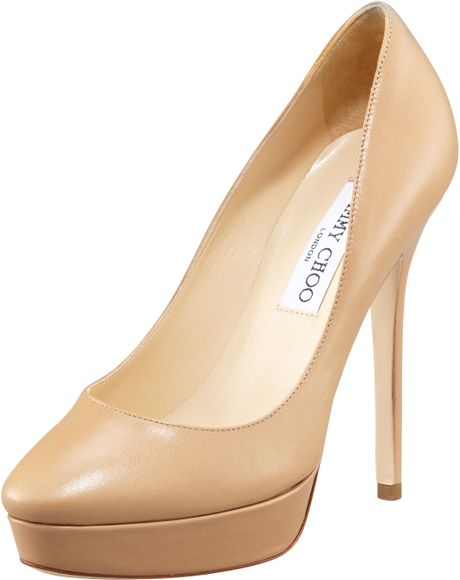 Jimmy Choo Cosmic Leather Platform Pump in Beige (nude) - Lyst
