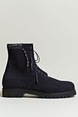 Lanvin Lanvin Mens Braided Suede Calfskin Tongue Zip Boots