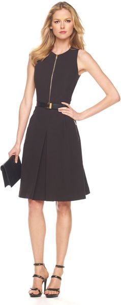 Michael Kors Broadcloth Zip Dress in Black - Lyst