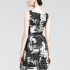 Oscar De La Renta Brush Stroke Print Belted Dress in Gray (black) - Lyst