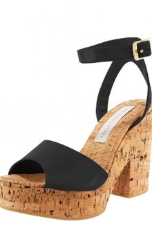 Stella McCartney Ankle-wrap Cork-heel Sandal - Lyst