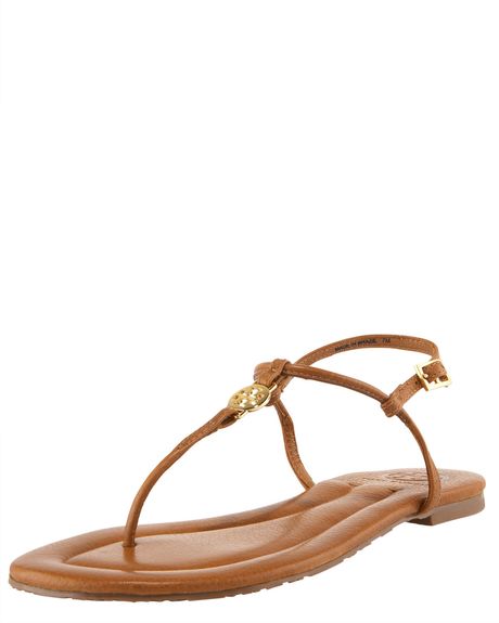 Tory Burch Emmy Logo Thong Sandal in Brown (tan) - Lyst