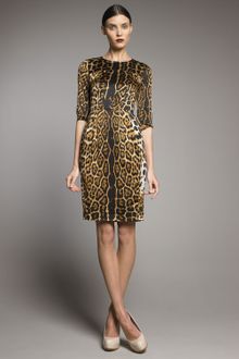 Yves Saint Laurent Leopard-print Satin Dress - Lyst