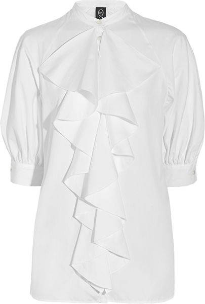 Mcq By Alexander Mcqueen Ruffled Cotton Blouse in White - Lyst