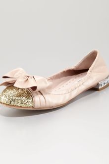 Miu Miu Glitter Toe Scrunch Ballerina - Lyst