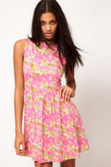 Asos Asos Skater Dress with Cutout Shoulder Detail in Floral Print