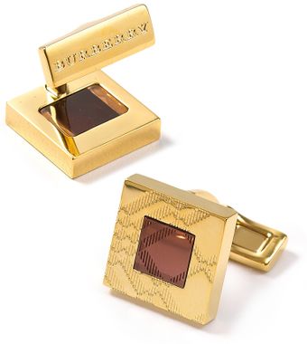 Burberry Twill Enamel Brass Cuff Links - Lyst