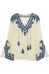 Love Sam Embroidered Cotton Blend Blouse